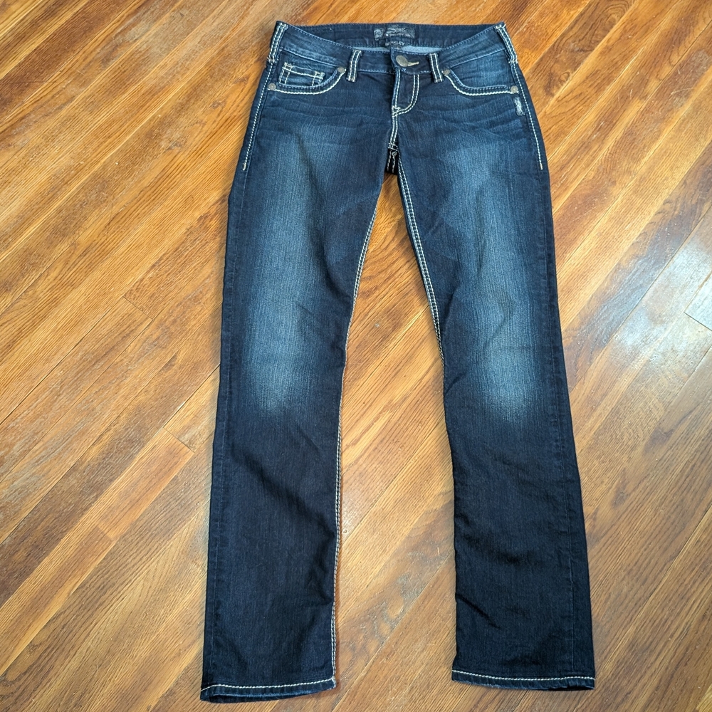 Silver Jeans Women’s Berkley Straight STRETCH Dark Wash Size 26 26x32